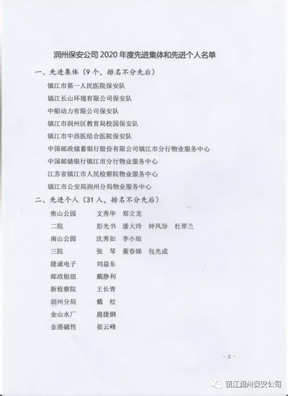关于表彰2020年度先进集体、先进个人的决定
